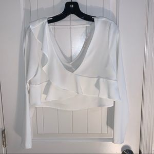 Zara ruffle long sleeve cropped shirt